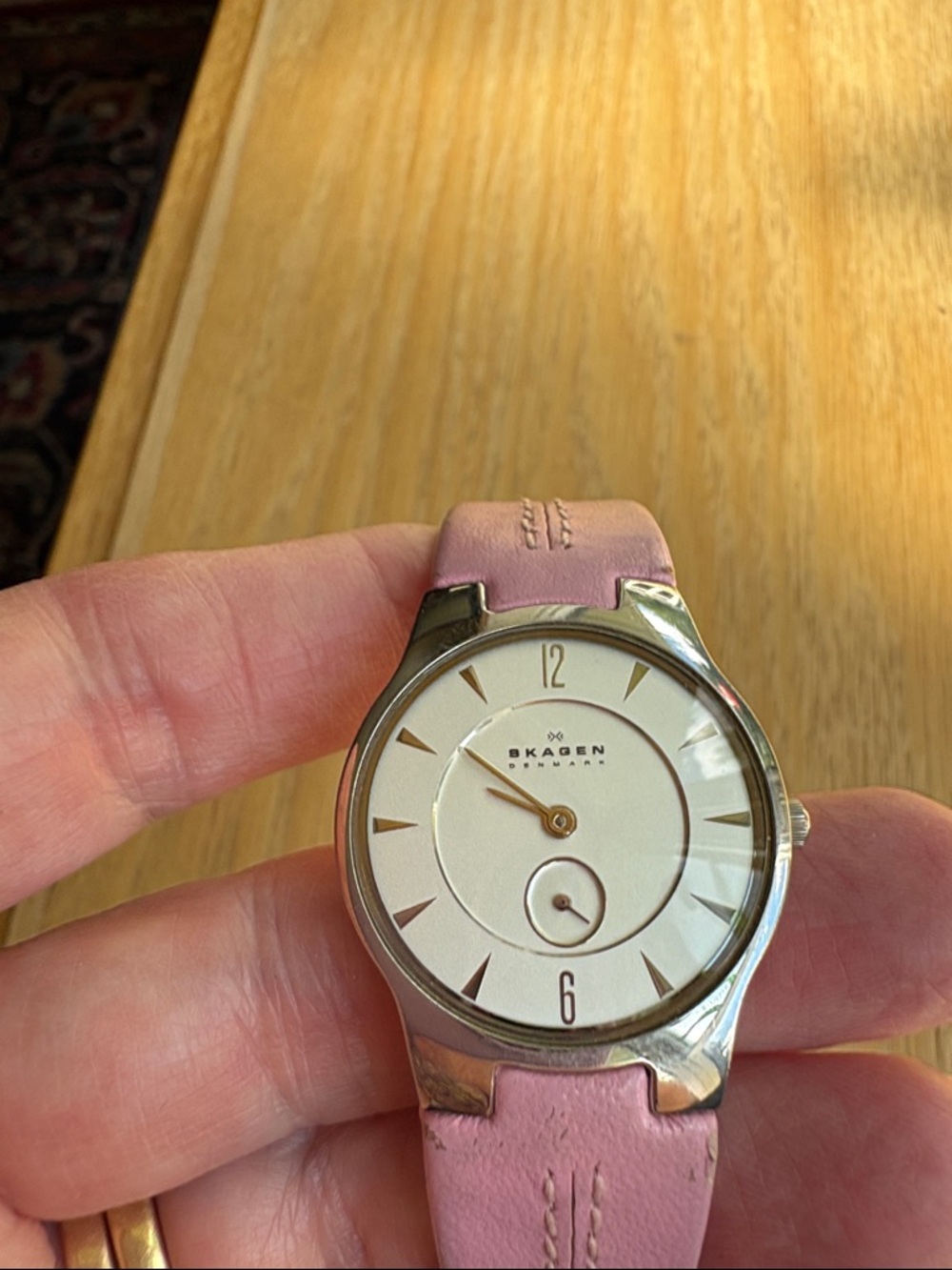 Skagen Silver Case Watch with Pink Leather Strap 433SSLP